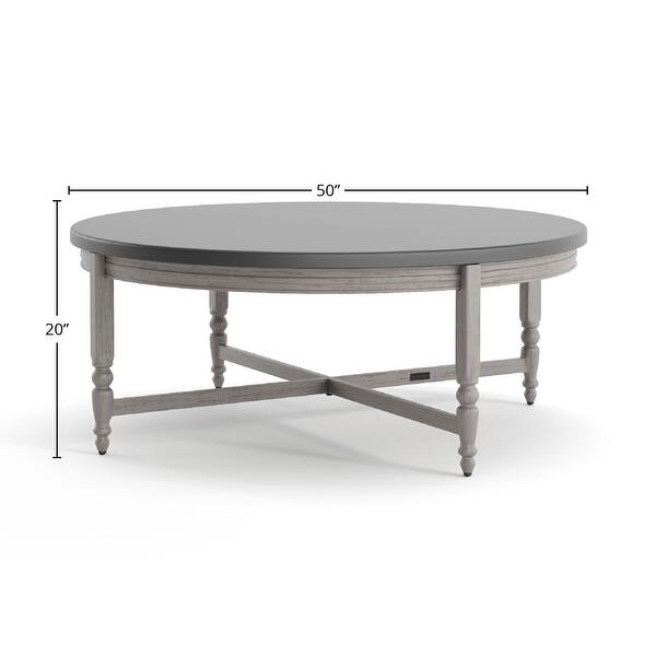 Grayson Modern Greige Aluminum Outdoor Round Chat Table - Bed Bath ...