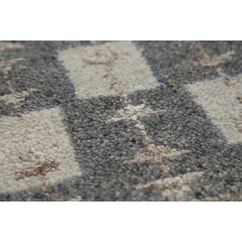 Transitional Beige Oushak Indian Area Rug Hand-Knotted Wool Carpet - 7'10" x 10'2"