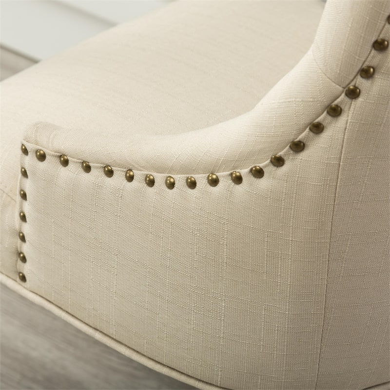 Tufted Wood Dining Chairs with Nail Heads and Legs (Set of 2)