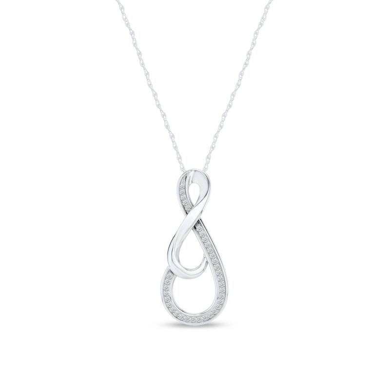 1/10ct TDW Diamond Infinity Pendant Necklace in Silver for Women