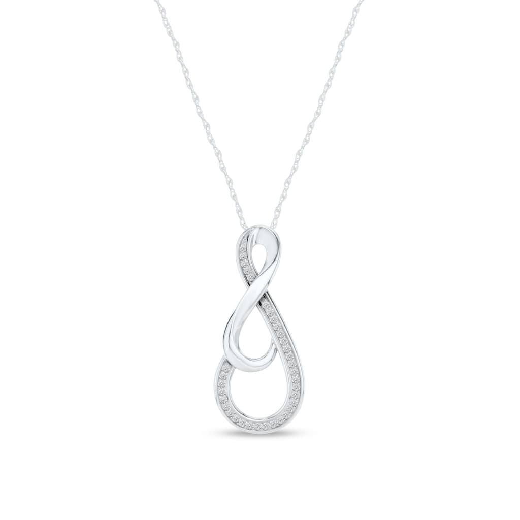 1/10ct TDW Diamond Infinity Pendant Necklace in Silver for Women