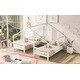 preview thumbnail 3 of 7, Cozy Triangular House Twin Bunk Bed with Built-in Table, Solid Wood Slats