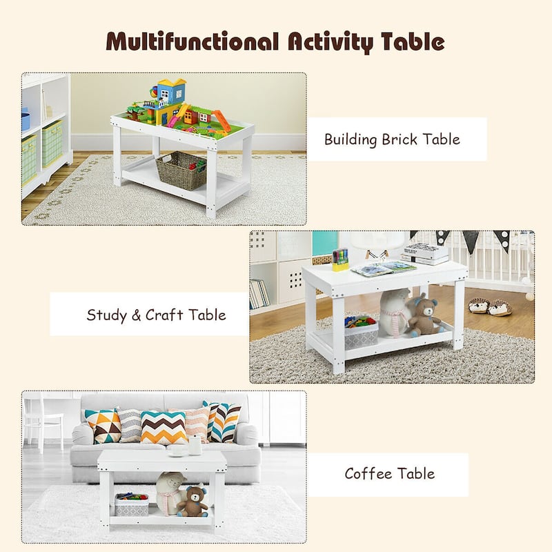 Gymax Patented Wood Kids Activity Play Table Block Table Multifunction - 32.5'' x 17'' x 19.5''