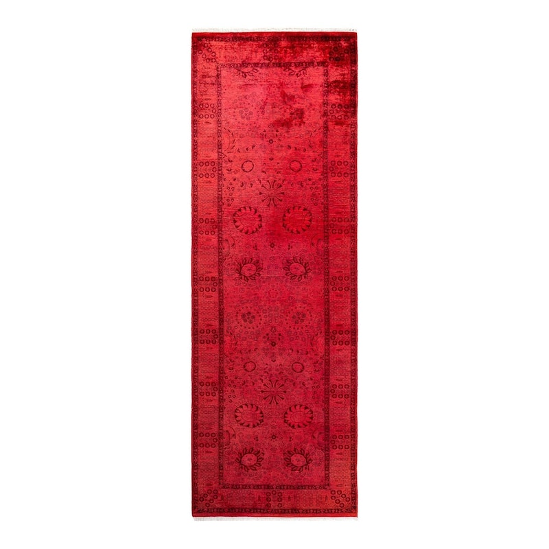 Fine Vibrance, One-of-a-Kind Hand-Knotted Runner Rug - Orange, 3' 1" x 9' 1" - 3' 1" x 9' 1"