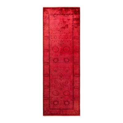 Fine Vibrance, One-of-a-Kind Hand-Knotted Runner Rug - Orange, 3' 1" x 9' 1" - 3' 1" x 9' 1"