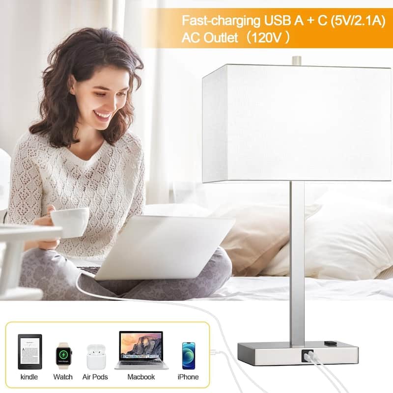 Upgraded, Set of 2 Bedside Touch Control Table Lamp - 4.4"D x 7.8"W x 21"H
