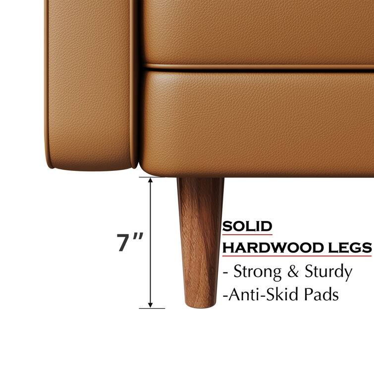 Stateside Upholstered Leather Square Arm Sofa Couch 70''