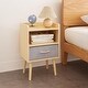 preview thumbnail 3 of 9, Nightstand With Collapsible Fabric Drawer, 2-Tier Storage End Table, Wood Side Table with Storage Cabinet for Bedroom
