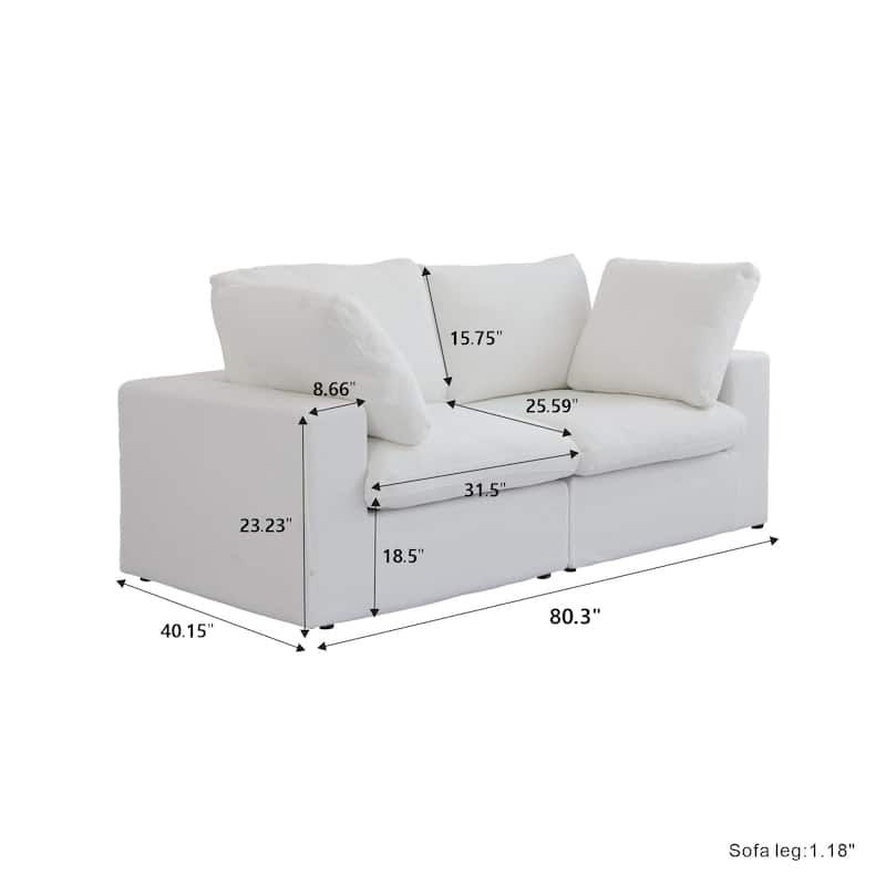 Linen Sectional Sofa Modern Upholstered Loveseat Couch