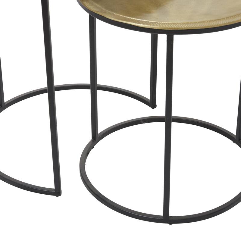 Aluminum Metal Accent Table - Set of 2 Black - Roche River Decor