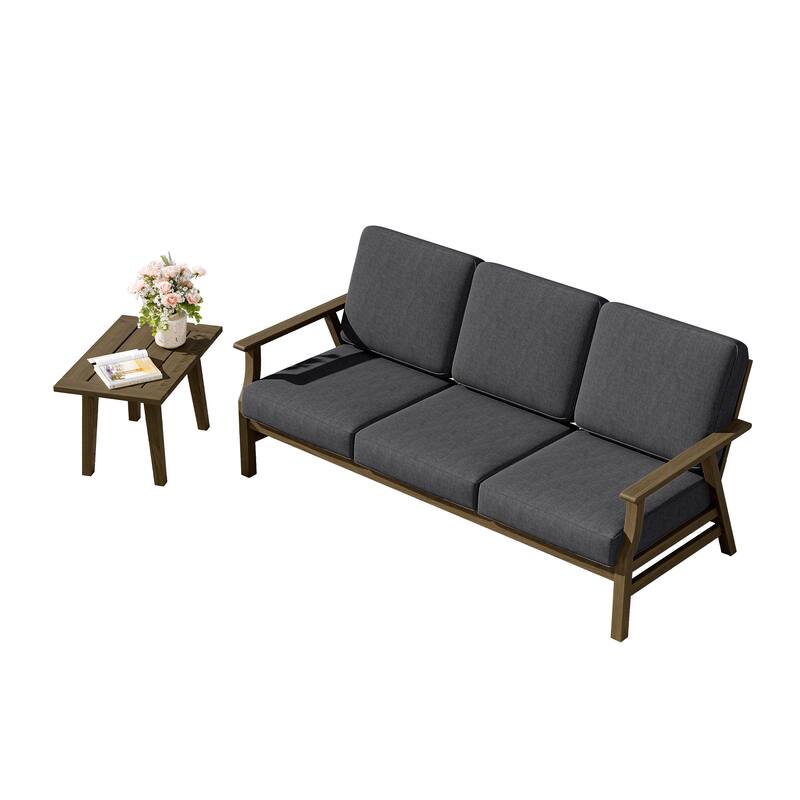 2-Piece Teak Outdoor Sofa Set with Table