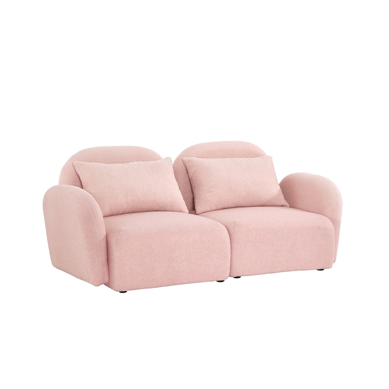 Living Room Furniture Lazy Sofa Loveseat Teddy Fabric White