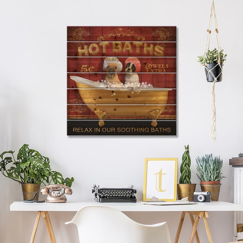 Hot Baths Print On Wood by Conrad Knutsen - Multi-Color