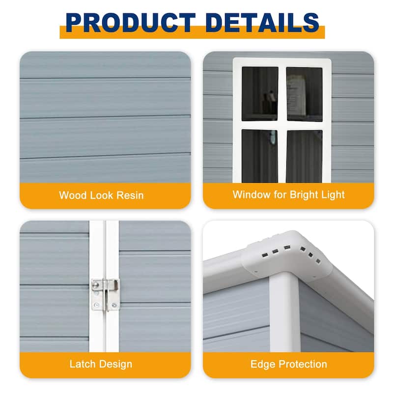 5 ft x 3 ft All-Weather Outdoor Plastic Storage Shed w/Floor & Window