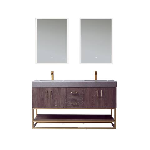 Alistair 60" Vanity with Grey Sintered Stone Countertop and Mirror