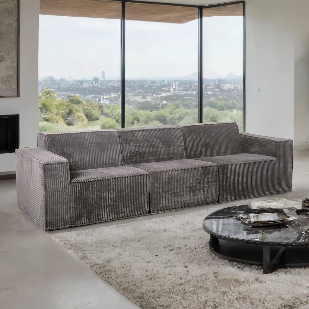 Dark Gray Finish Contemporary Compressed Sofa 1pc