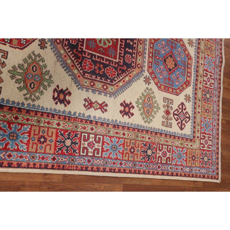 Traditional Beige Kazak Area Rug Handmade Oriental Wool Carpet - 4'11" x 6'7"