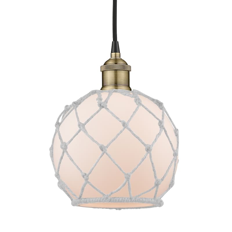 Innovations Lighting 616-1P-11-8 Edison Pendant Edison 8" Wide Mini - Black Antique Brass / White