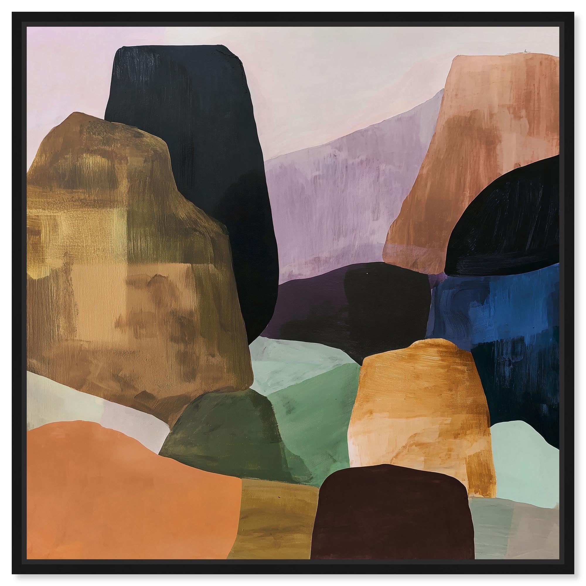 Stacked Rocks IV Taupe Boho Wall Art Canvas Print by Art Remedy