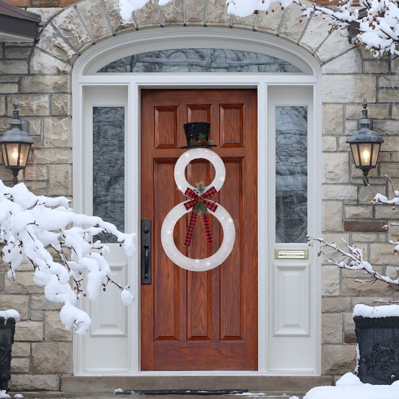 48" LED Lighted Wreath Snowman Outdoor Christmas Decoration