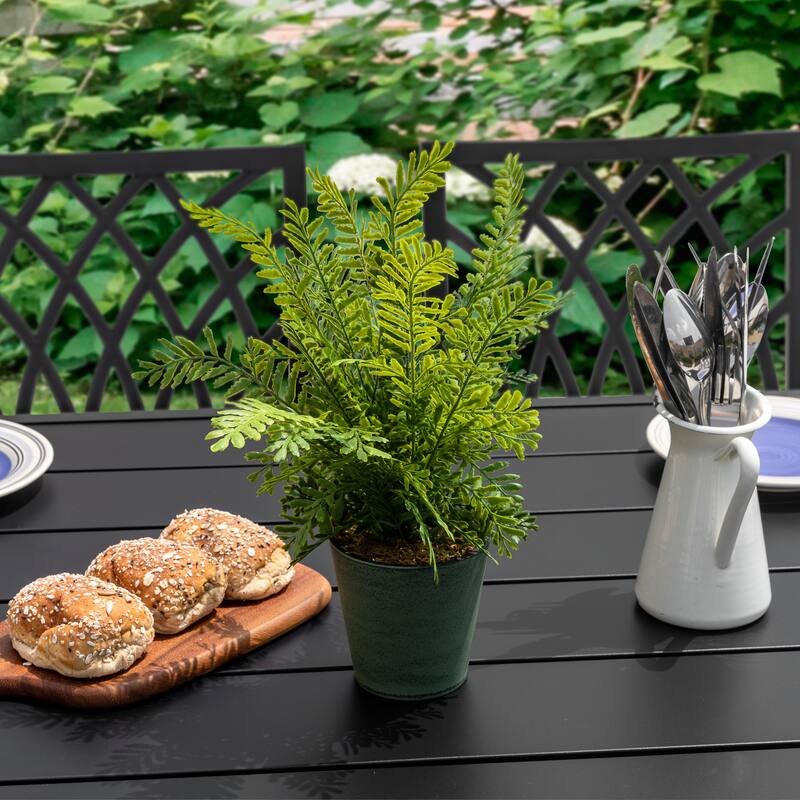 Outdoor Rectangle Powder-coated Iron Dining Table with 1.57'' Umbrella Hole