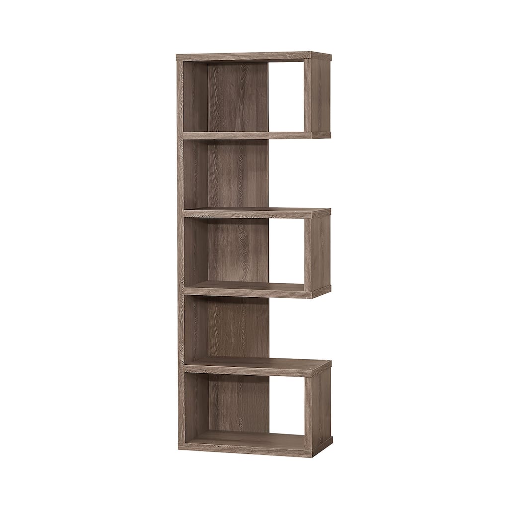 Contemporary Semi-Backless Bookcase in Weathered Grey