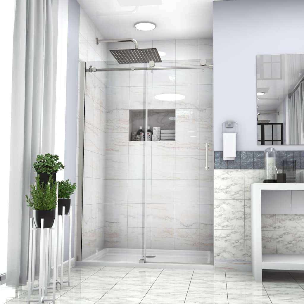 48"W x 76"H Single Sliding Semi-Frameless Shower Door - 48'' x 0.32'' x 76''