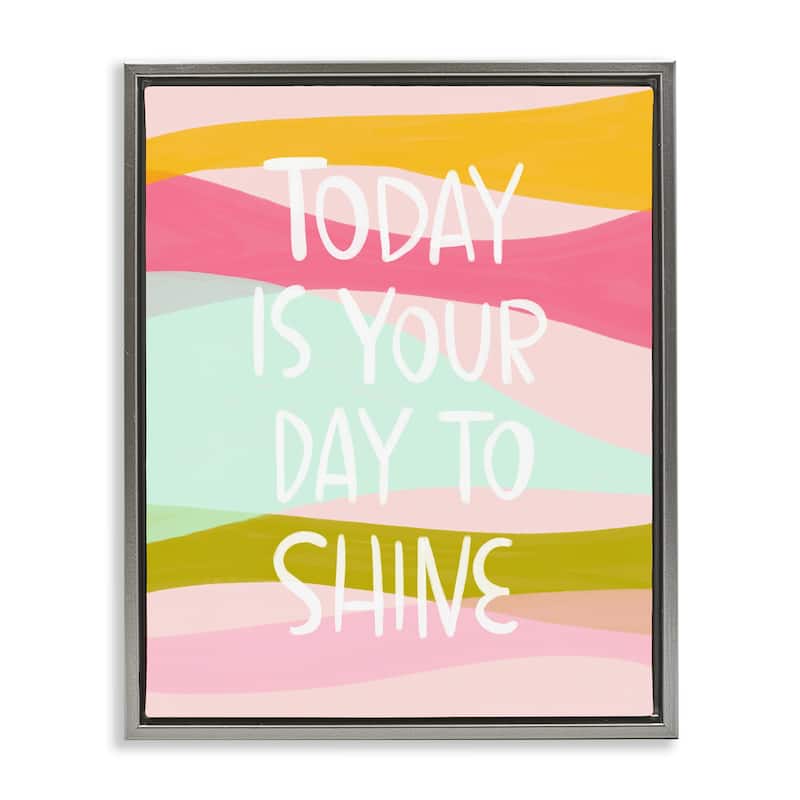 Stupell Pastel Day To Shine Framed Floater Canvas Wall Art Design By Mandy Ford Art + Illustration - 25 x 31 - Grey