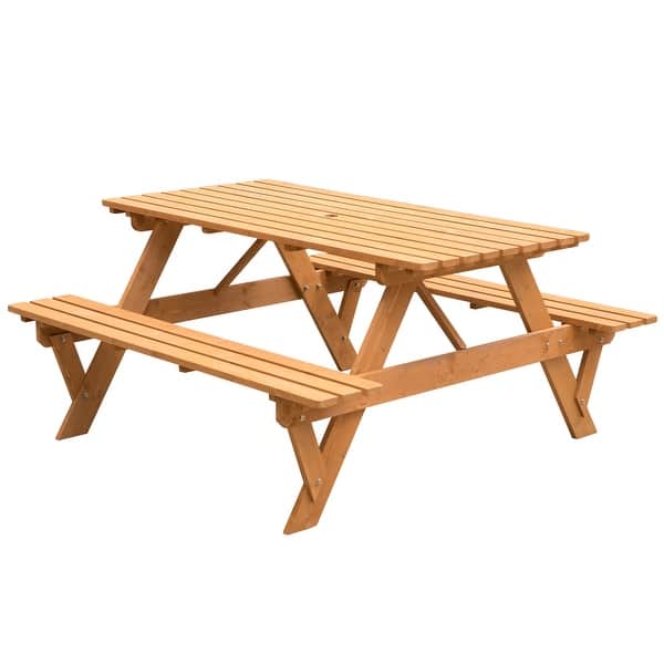slide 2 of 12, A-Frame Outdoor Patio Deck Garden Picnic Table Stain
