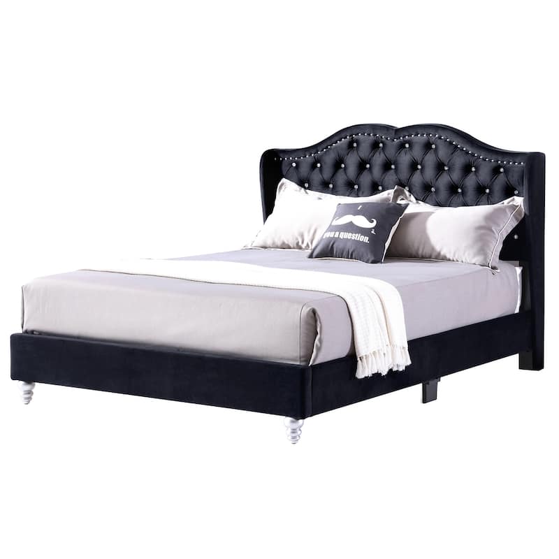 Joy Jeweled Tufted King Panel Bed