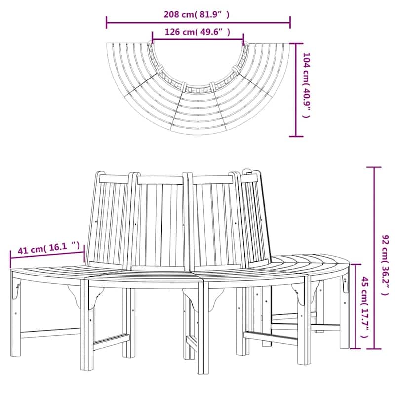 vidaXL Tree Bench Reddish Brown Solid Eucalyptus Wood