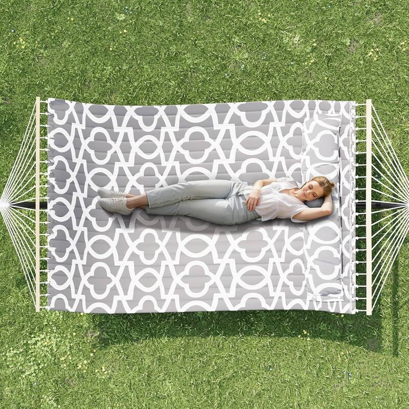 Outdoor Portable 475lbs Capacity Double Hammock with Stand for Patio Backyard Poolside