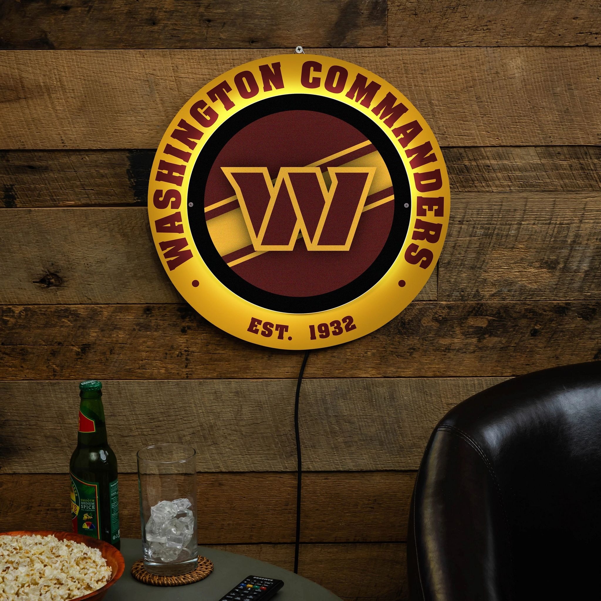 Washington Commanders LED Metal Lit Wall Sign Decor