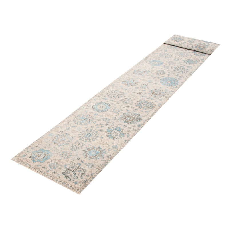 ECARPETGALLERY Hand-knotted Heritage Grey Silk, Wool Rug - 2' 8" x 14' 2"