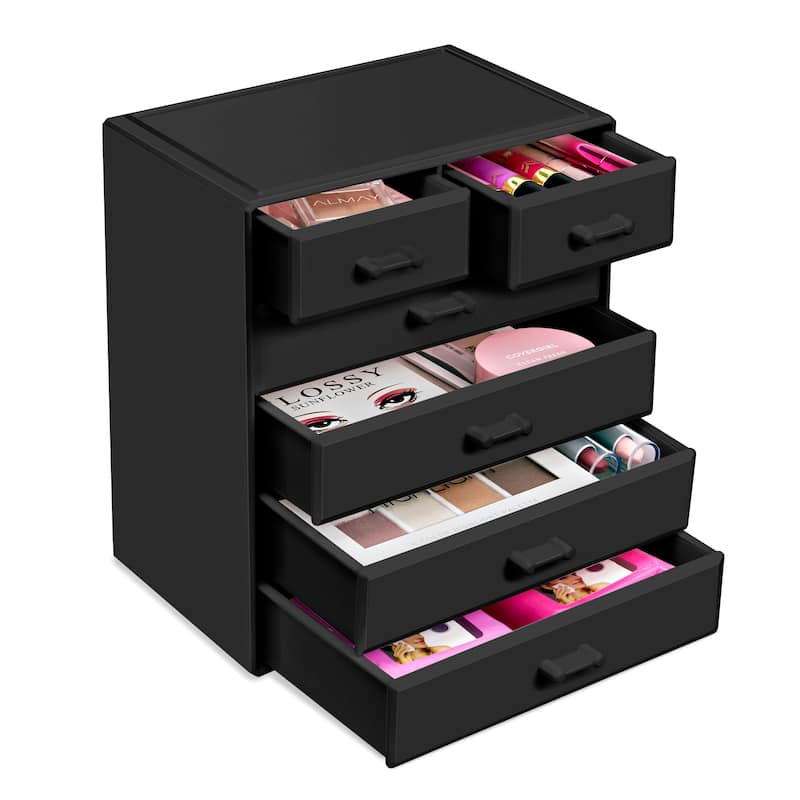 Sorbus Large Acrylic Makeup Organizer and Jewelry Storage Case - 9.50" L x 6.25" W x 11.25" H - Black