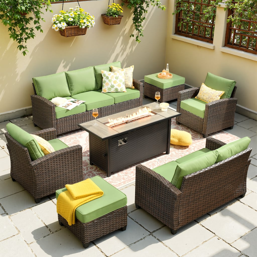 XIZZI 7-Piece Outdoor Wicker Conversation Set