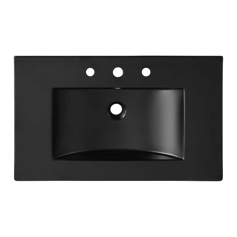 Aubert 3-Hole Classic Contemporary Rectangular Ceramic Single Sink Basin Vanity Top, by JONATHAN Y