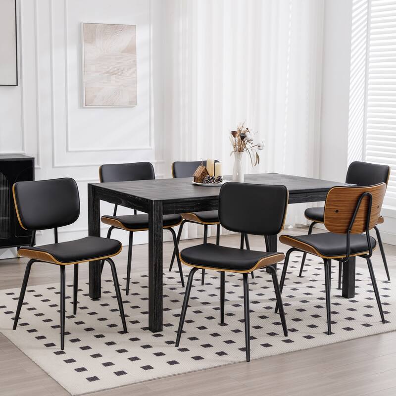 Faux Leather Upholstered Dining Chairs Set of 2/4 - 33.5" H x 17.5" W x 23" D