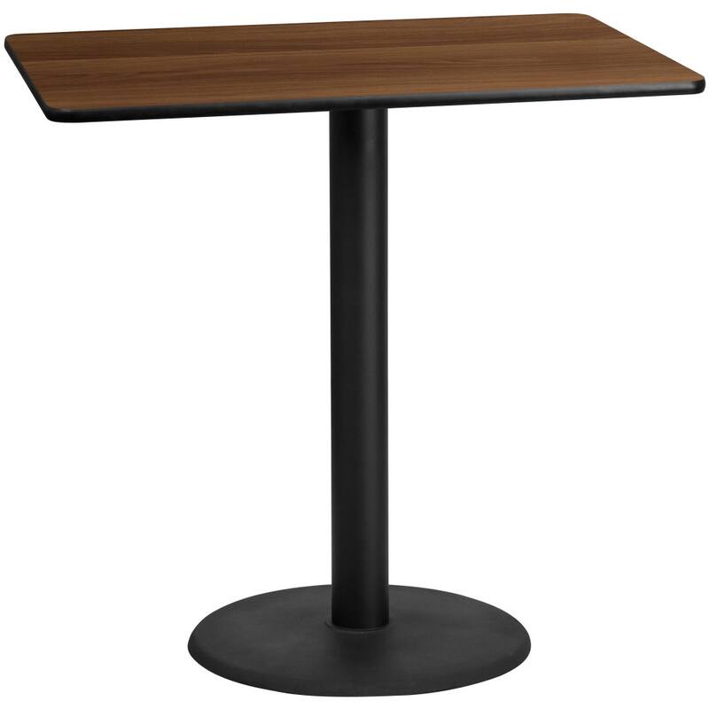 30'' x 48'' Rectangular Laminate Table Top with 24'' Round Bar Height Table Base - 30"W x 48"D x 43.125"H
