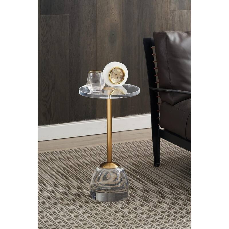 Acrylic Top Brass Base Solid Side Table (Set of 2) - gold