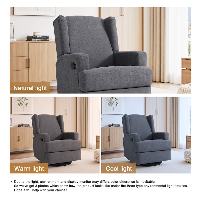 UIXE Upholstered Modern Swivel Glider Rocker Recliner