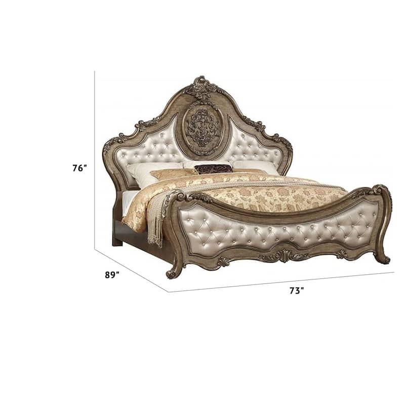 Traditional Elegant Style Queen Size Arched Panel Bed, Brown