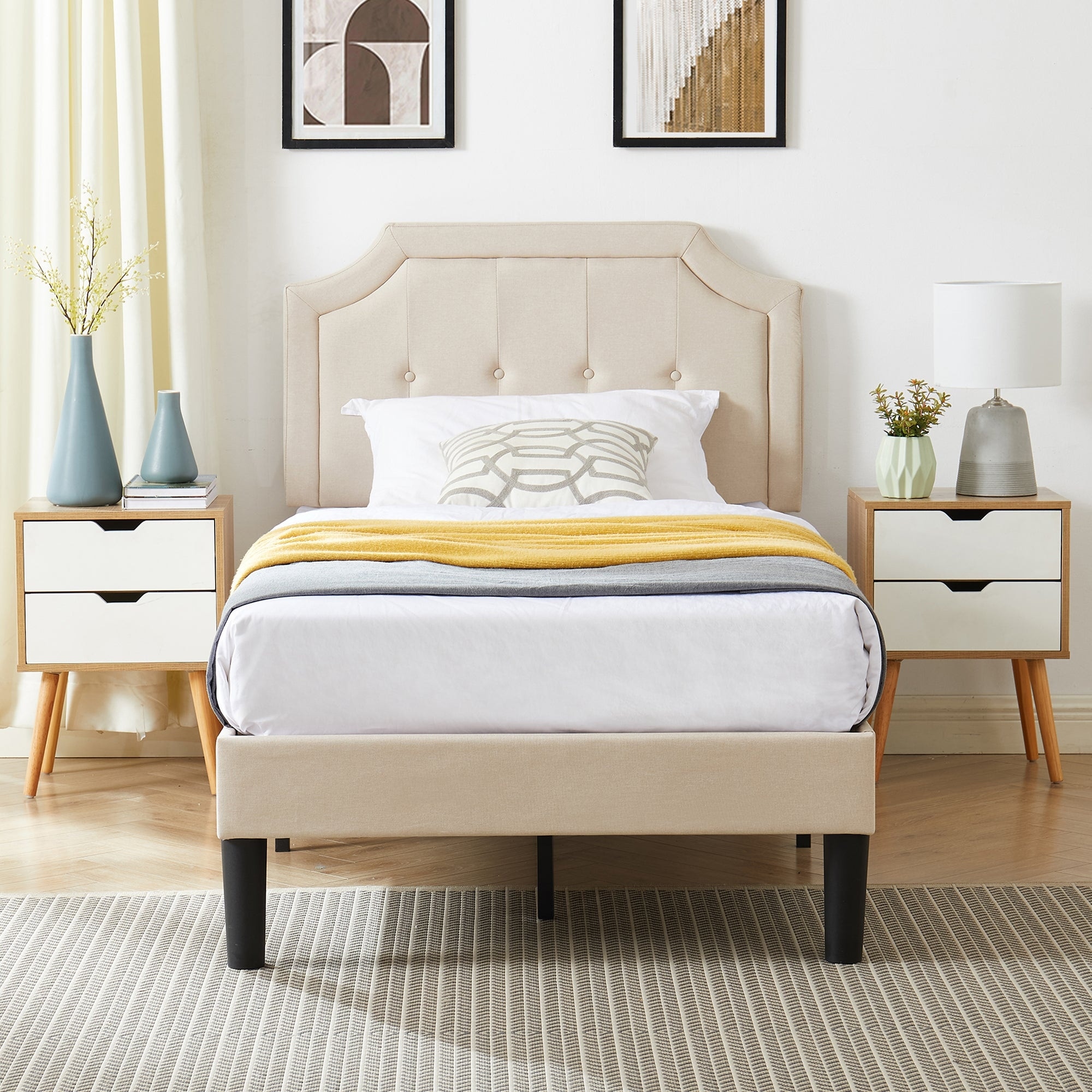 Vecelo upholstered discount platform bed