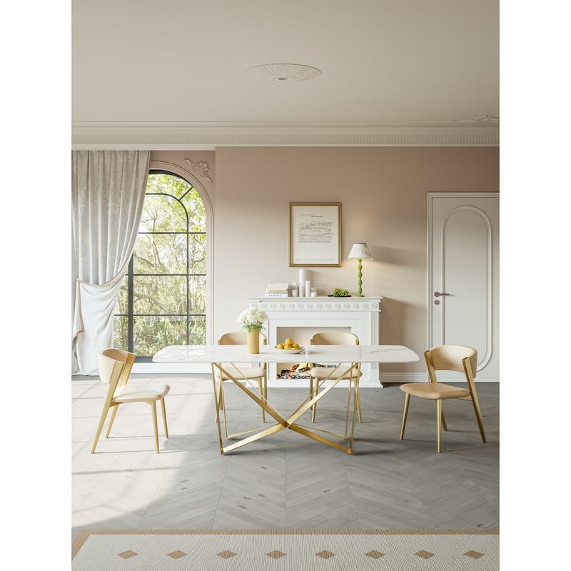 Lesly 70.86 in. Modern Rectangle White Dining Table (8 Seats) - 70.86"D×35.43"W×29.52"H