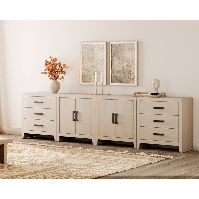 WAMPAT Modern Farmhouse TV Stand with 6 Drawers & 2 Cabinets, Wide Entertainment Center for Large TVs & Media Storage