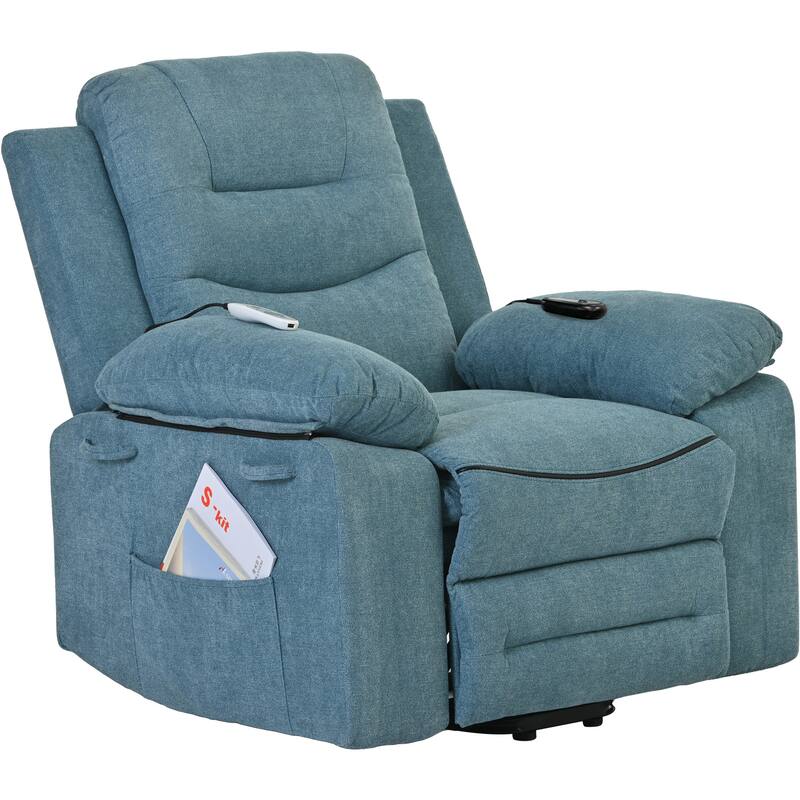 Standard Linen Power Lift Recliner Chair with Massage & Side Pocket