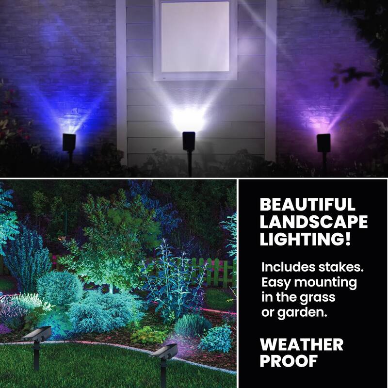 Bell + Howell Bionic Color Burst Solar Powered Waterproof Pathway Lights- 4 Pack - Black