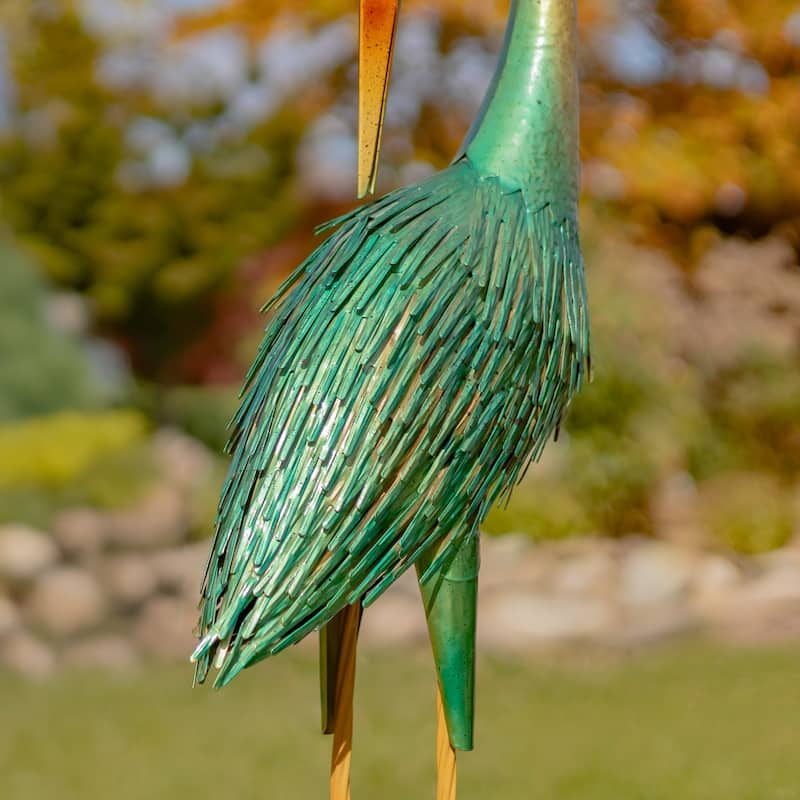 Set of 2 41 Inch Tall Metallic Heron Garden Figurines