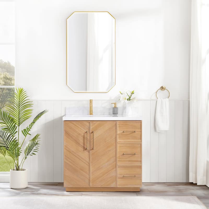 Karachi Bath Vanity with White Grain Stone Top, no Mirror