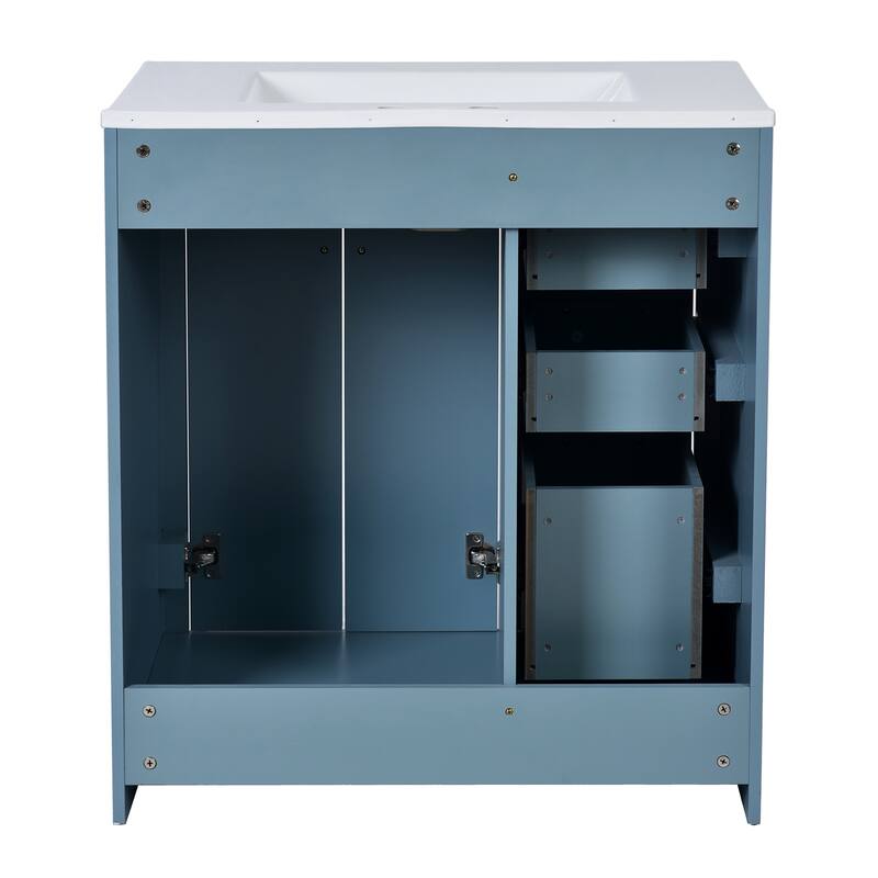 30" Wood Bathroom Vanity with Ceramic Sink and 3 Drawers